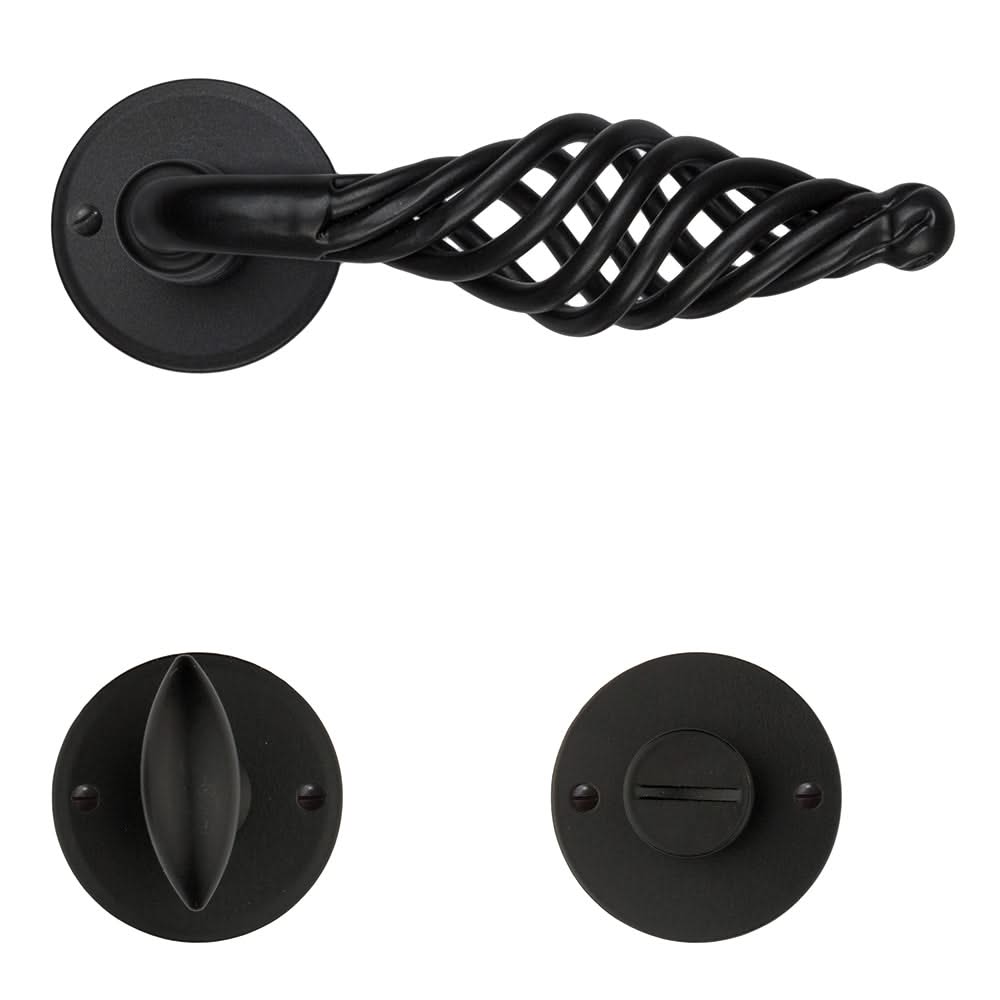 HDD Pro Spiralus Zwart Rond deurkruk – gemonteerd op binnendeur