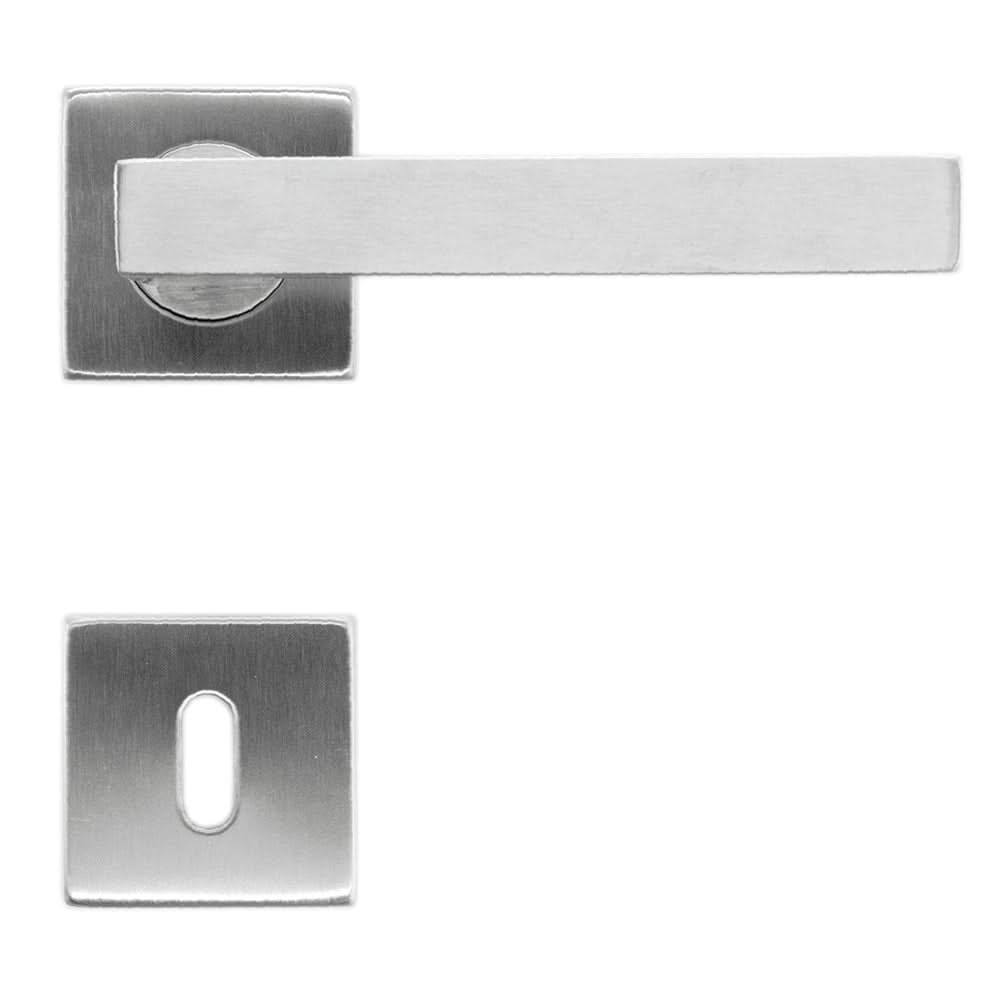 HDD Pro Kubic Shape deurkruk RVS geborsteld op rozet – zijaanzicht
