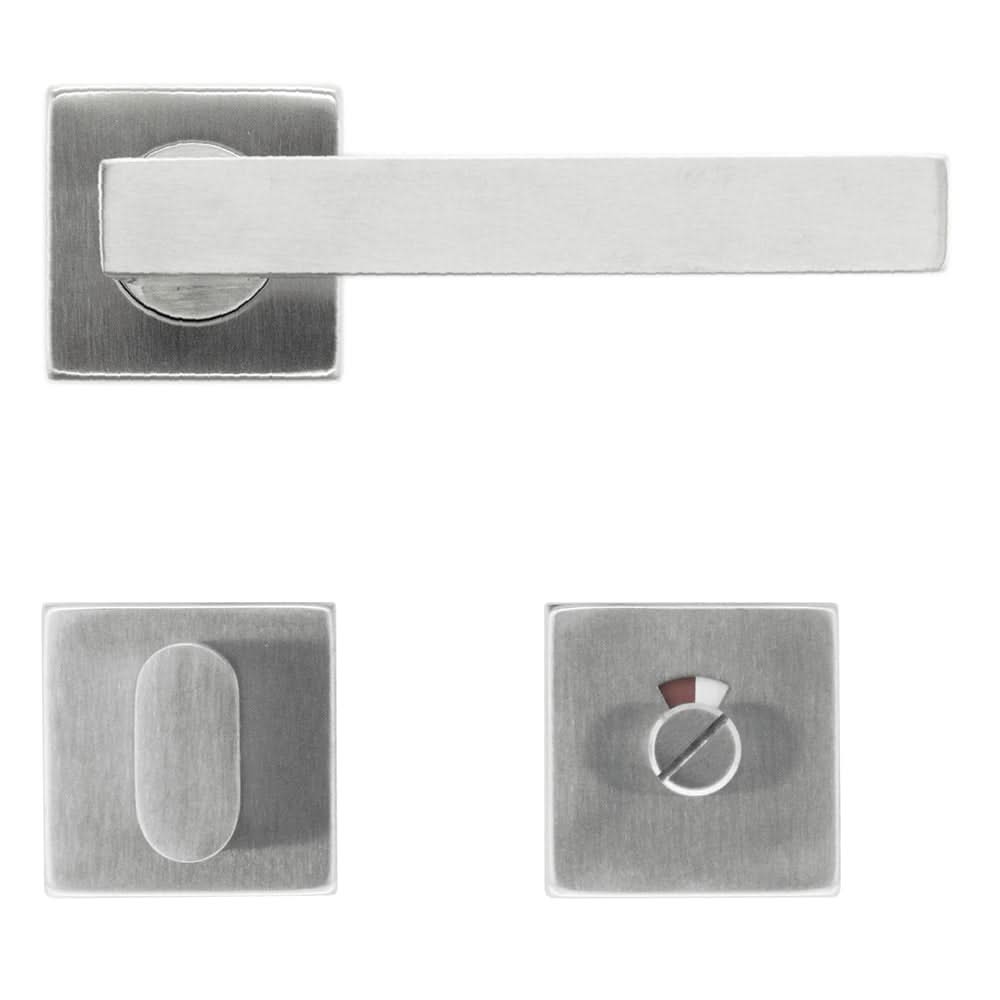 HDD Pro Kubic Shape deurkruk RVS geborsteld op rozet – gemonteerd