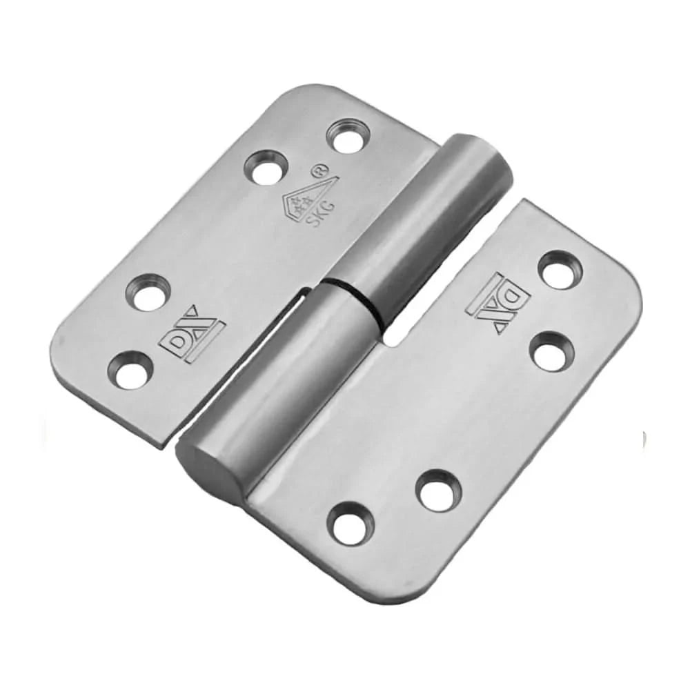 DX kogelstiftpaumelle 89x89 mm RVS geborsteld rechts detail