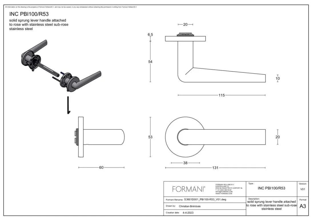 Formani PBI100-G deurkruk Piet Boon PVD mat zwart detail