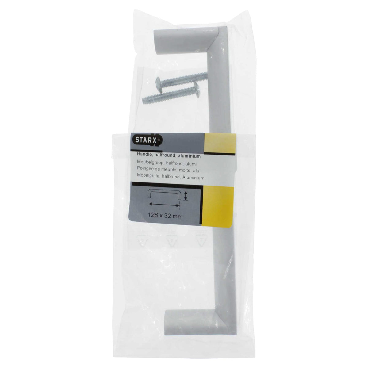 Starx meubelgreep halfrond 128 mm aluminium – zijaanzicht