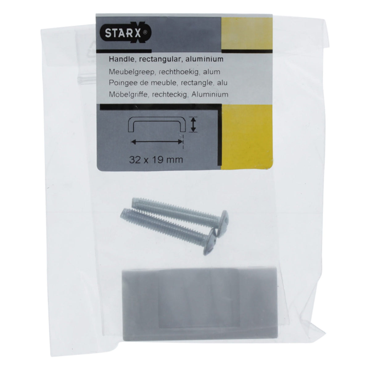 Starx meubelgreep rechthoekig 32 mm aluminium detailfoto