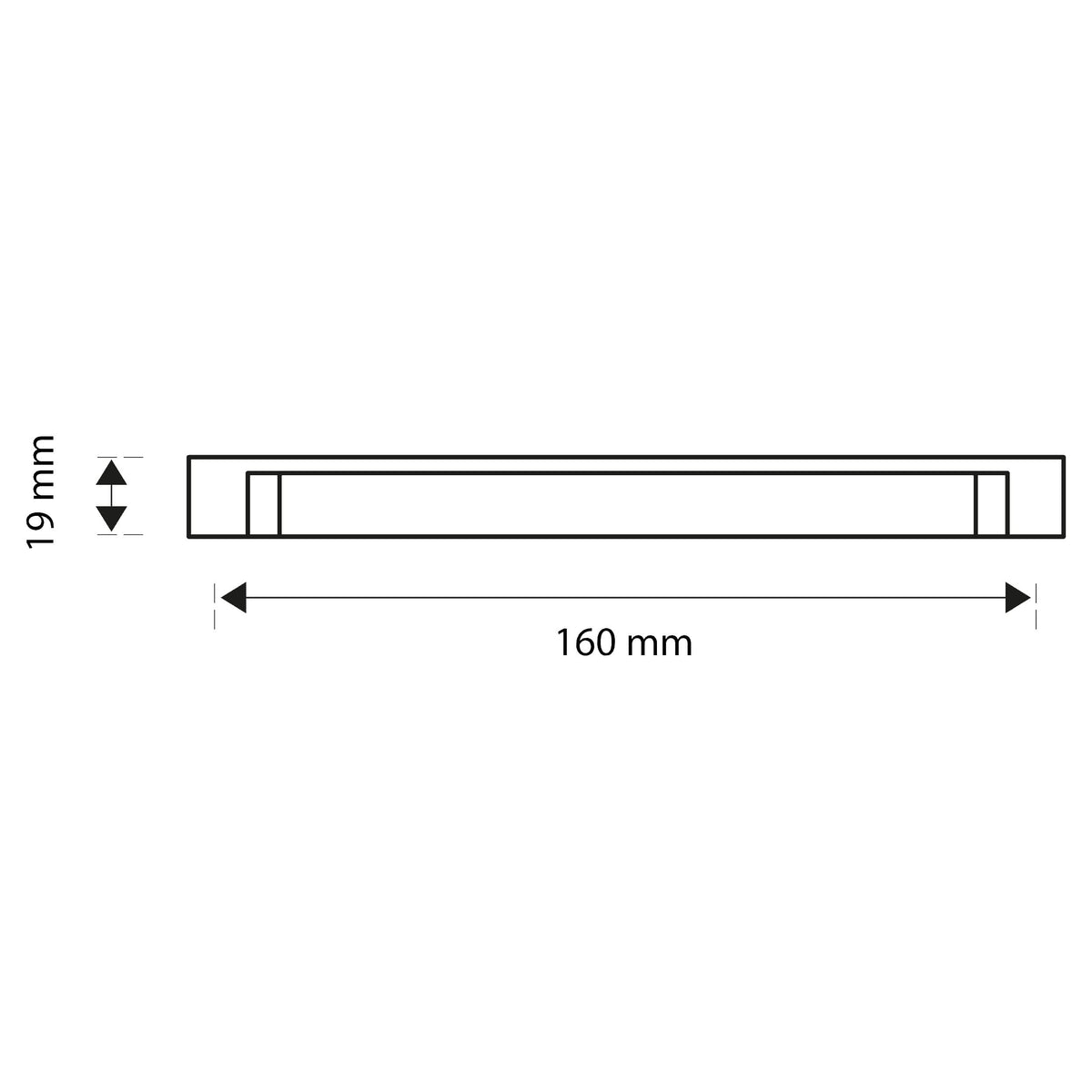 Starx meubelgreep rechthoekig 160 mm aluminium detailfoto 2