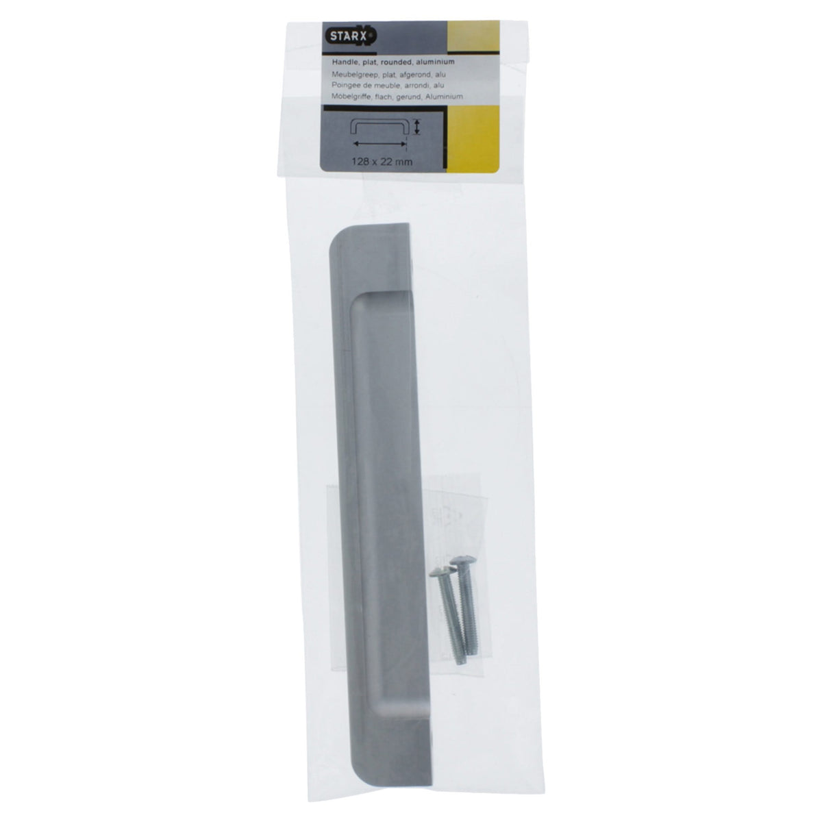 Starx meubelgreep aluminium 128 mm hart-op-hart (plat, afgerond) – productaanzicht