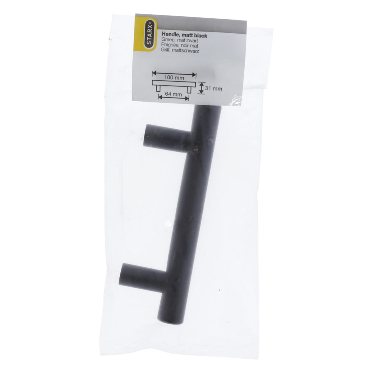 Starx meubelgreep mat zwart 12 x 64 x 100 mm – productaanzicht
