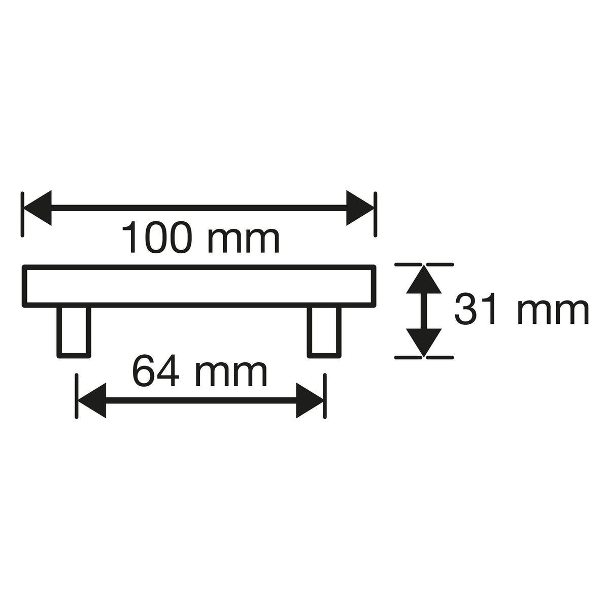 Starx meubelgreep mat zwart 12 x 64 x 100 mm – detailaanzicht