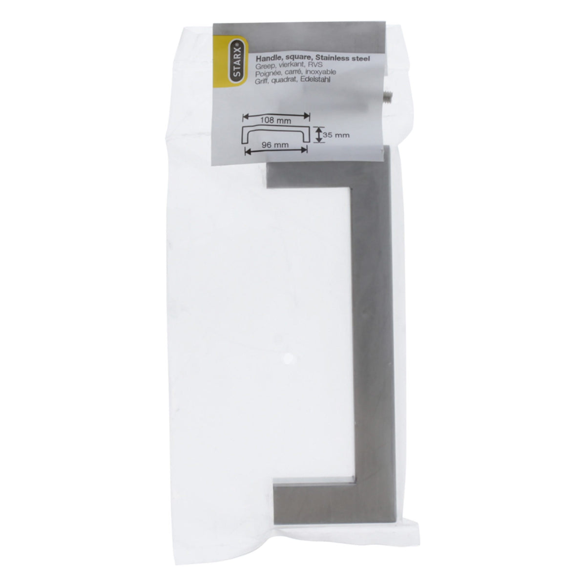 Starx meubelgreep vierkant 12 x 12 x 96 mm RVS (geborsteld) – zijaanzicht