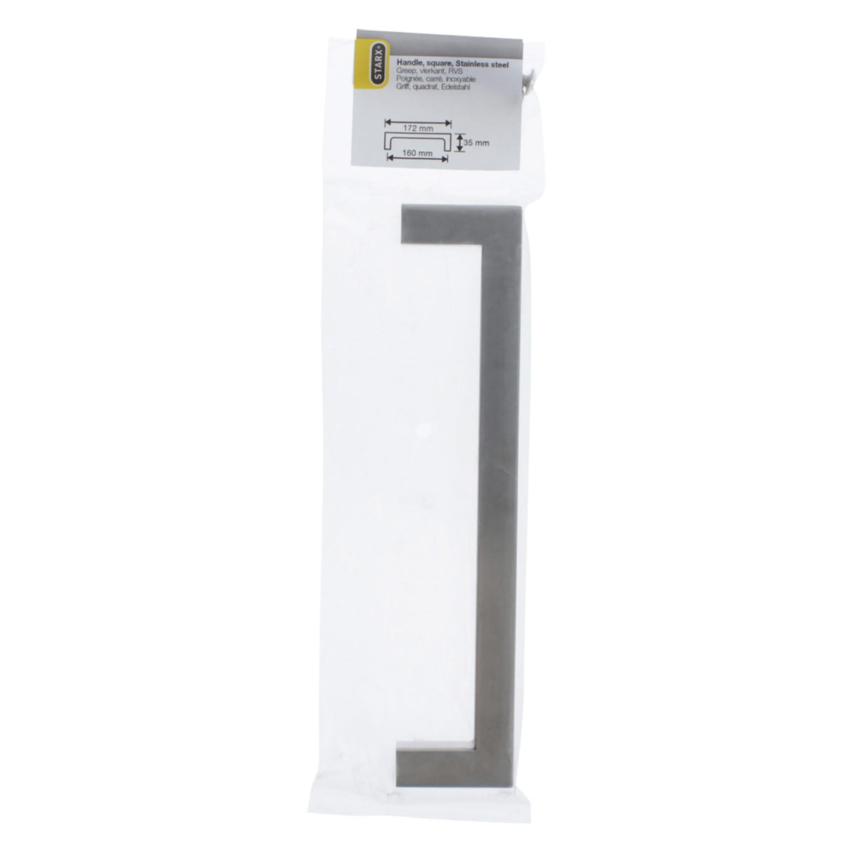 Starx meubelgreep vierkant 12 x 12 x 160 mm RVS (geborsteld) – zijaanzicht