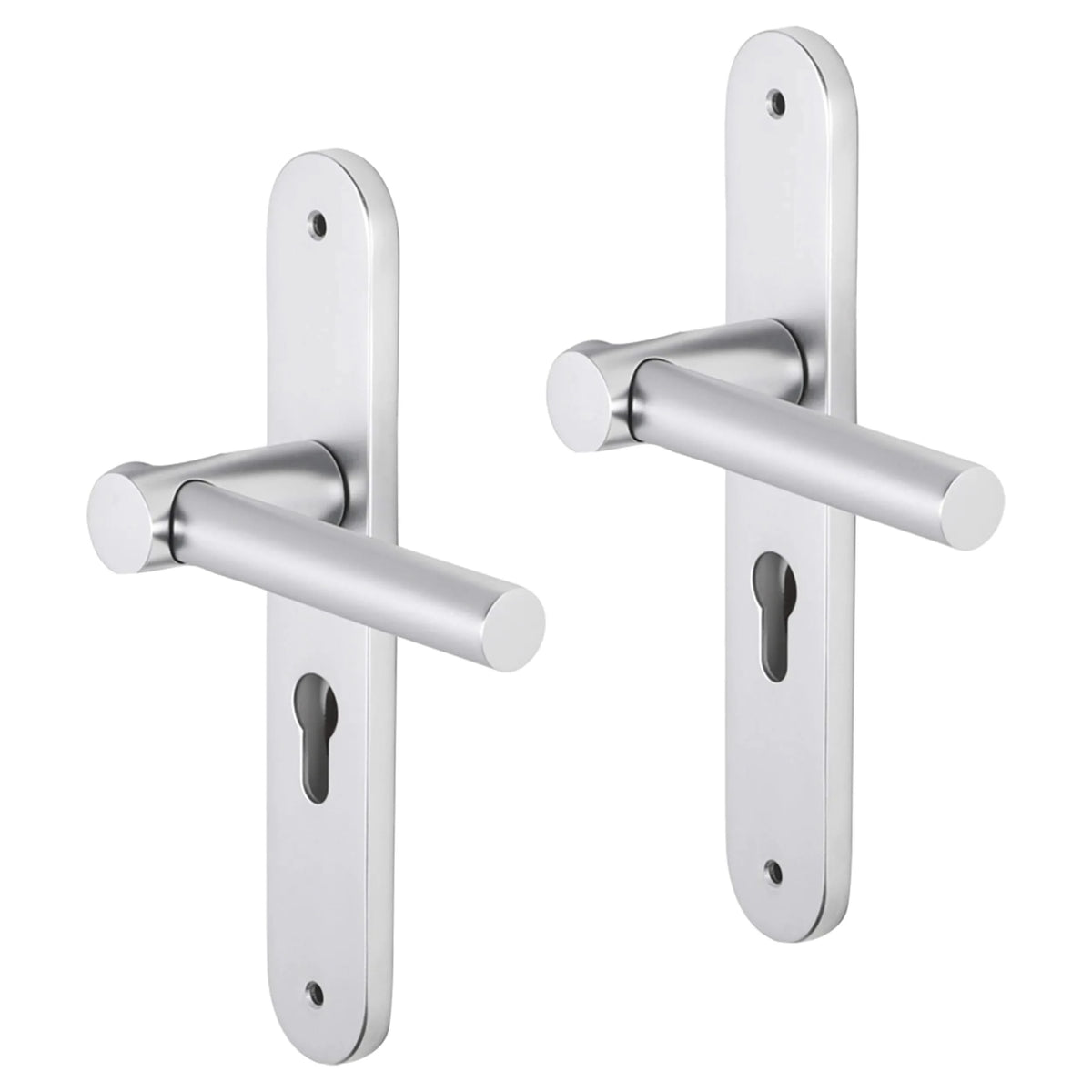 Impresso Dover aluminium op ovaal schild – gemonteerd op deur