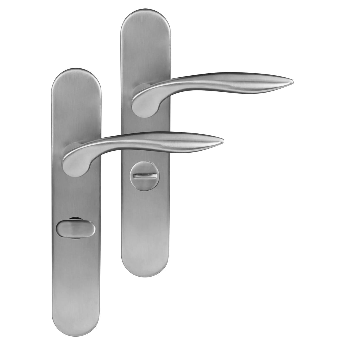 Differnz Groningen deurkruk ovaal schild WC 63 mm mat chroom – vooraanzicht