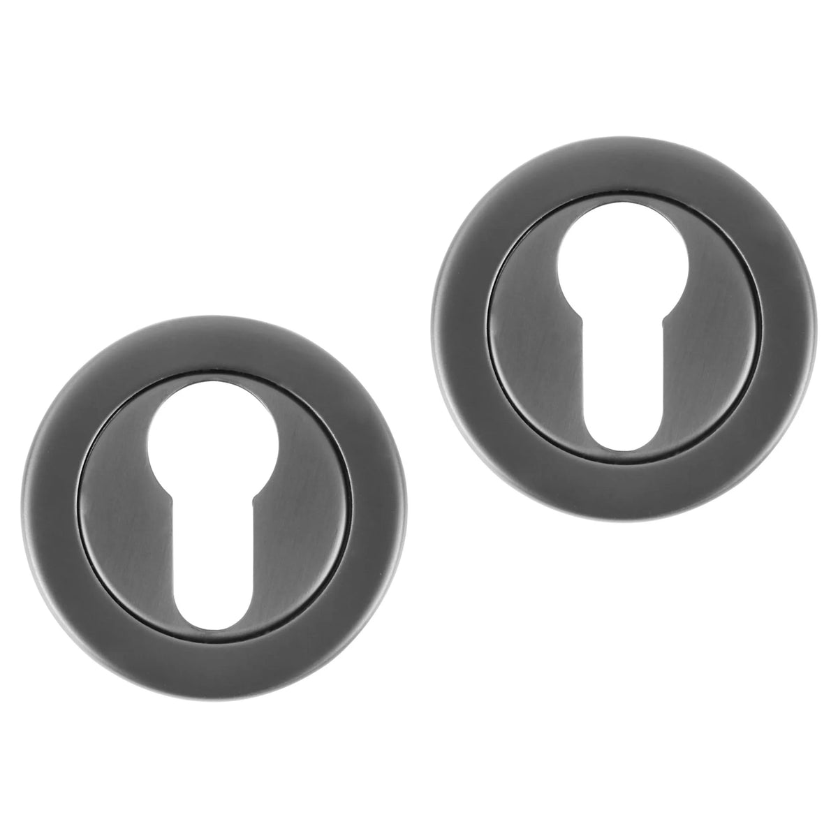 Differnz rozet met cilindergat gun metal rond 53 mm vooraanzicht