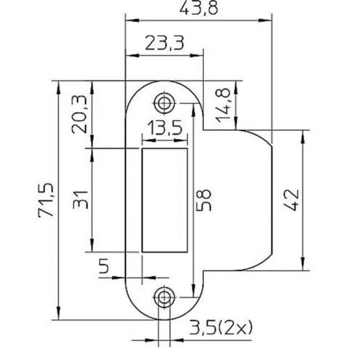 Nemef sluitplaat RVS ronde hoek p1255/27 – detail