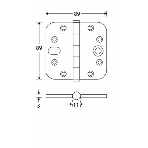 Artitec Mi Satori kogellagerscharnier ronde hoek vlak 89 x 89 mm glans chroom – detail