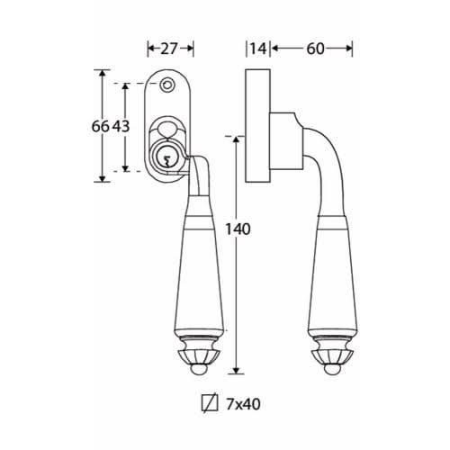 Artitec Mi Satori SKG2 draaikiepsluiting Nouveau Ebben glans nikkel rechts – detail