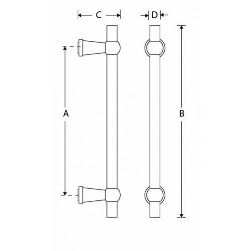 Artitec meubelgreep Chemin de Fer 304 mm mat zwart detail