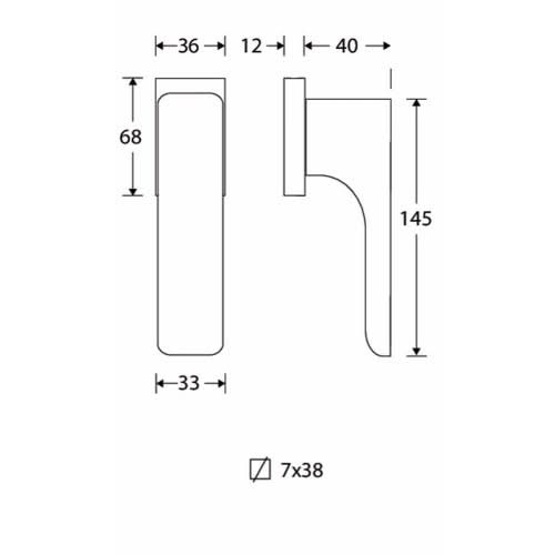 Artitec Mi Satori draaikiep-raamkruk Minimal in mat zwart PVD – detail