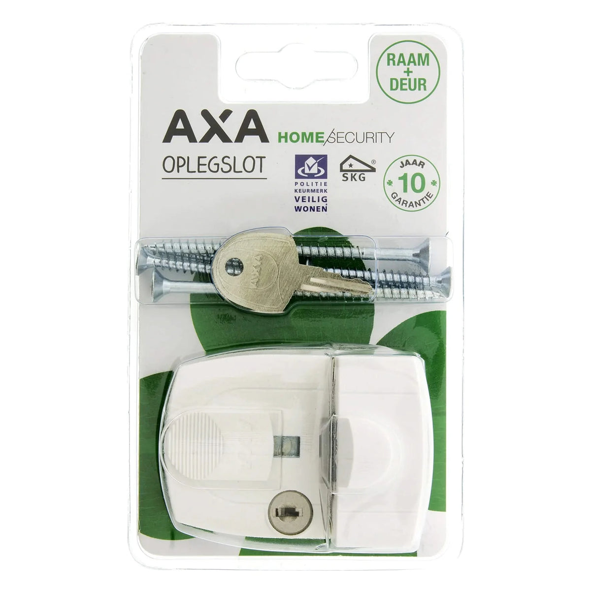 AXA oplegslot Cilinder binnendraaiend Wit SKG1 detailopname