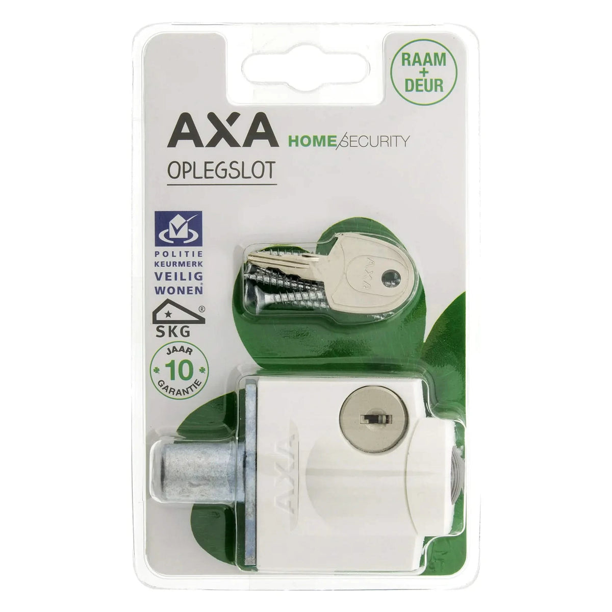 AXA oplegslot Cilinder buitendraaiend Wit SKG1 detailopname