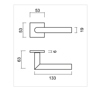 HDD Pro deurkruk Flat Square I-shape RVS geborsteld detailaanzicht
