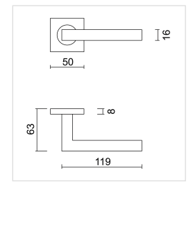HDD Pro Kubic Shape deurkruk RVS geborsteld op rozet – detail