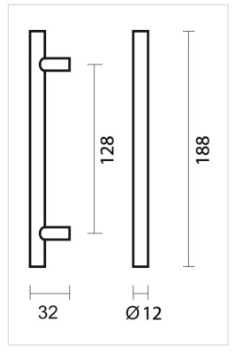 HDD Pro meubelgreep T-model technische maattekening