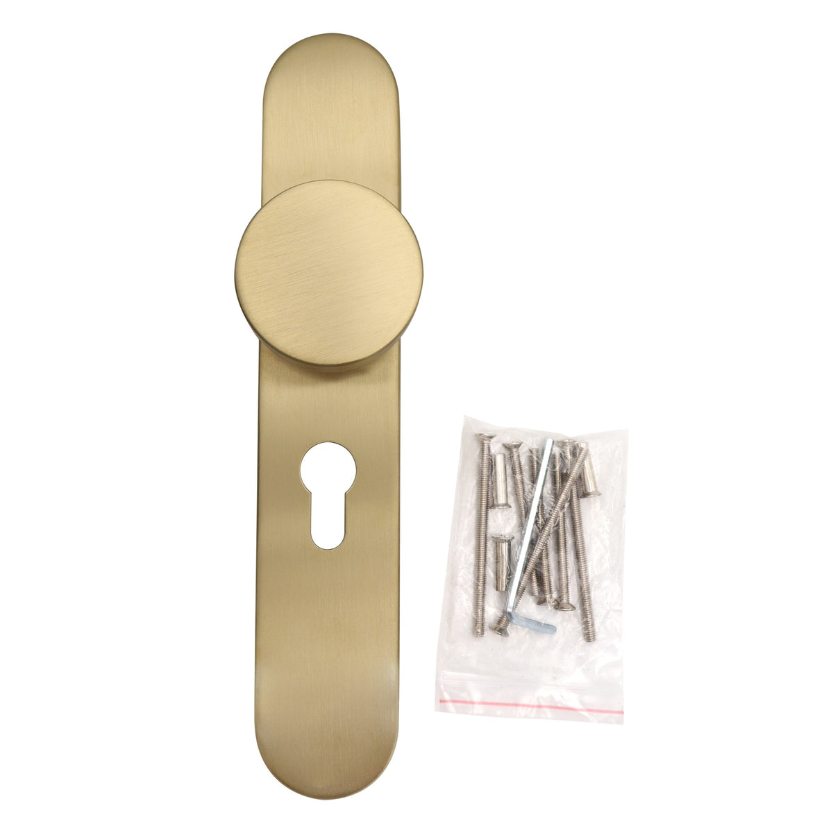 Griff Meister deurknop Champagne PVD op ovaal schild PC55 – detailweergave