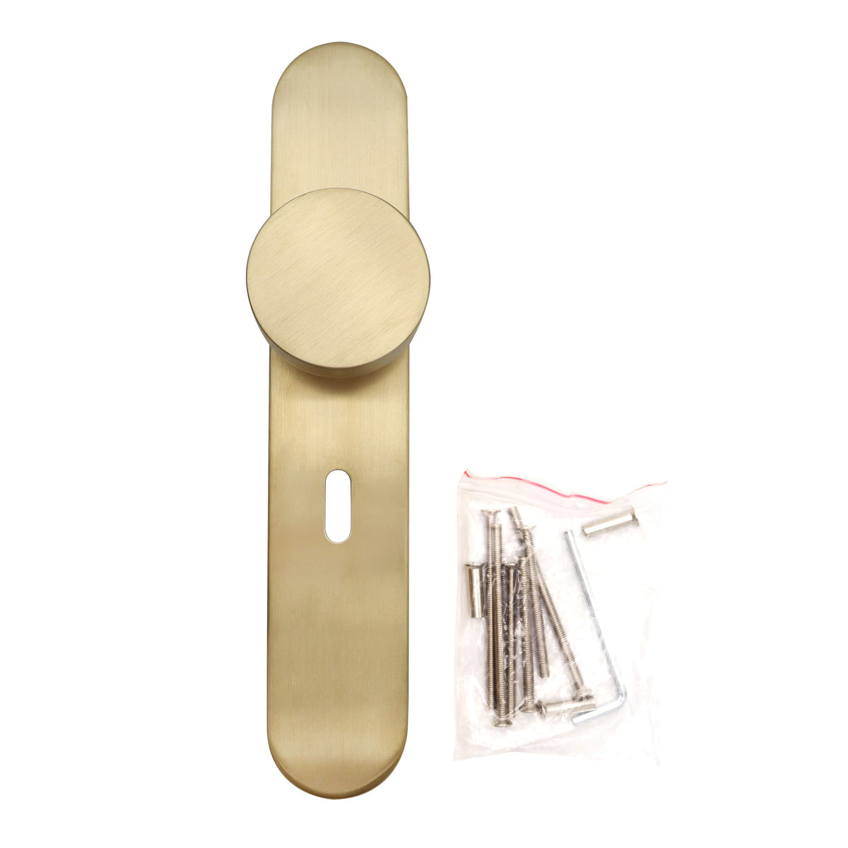 Griff Meister deurknop Champagne PVD op ovaal schild Sleutel 56mm – detailweergave