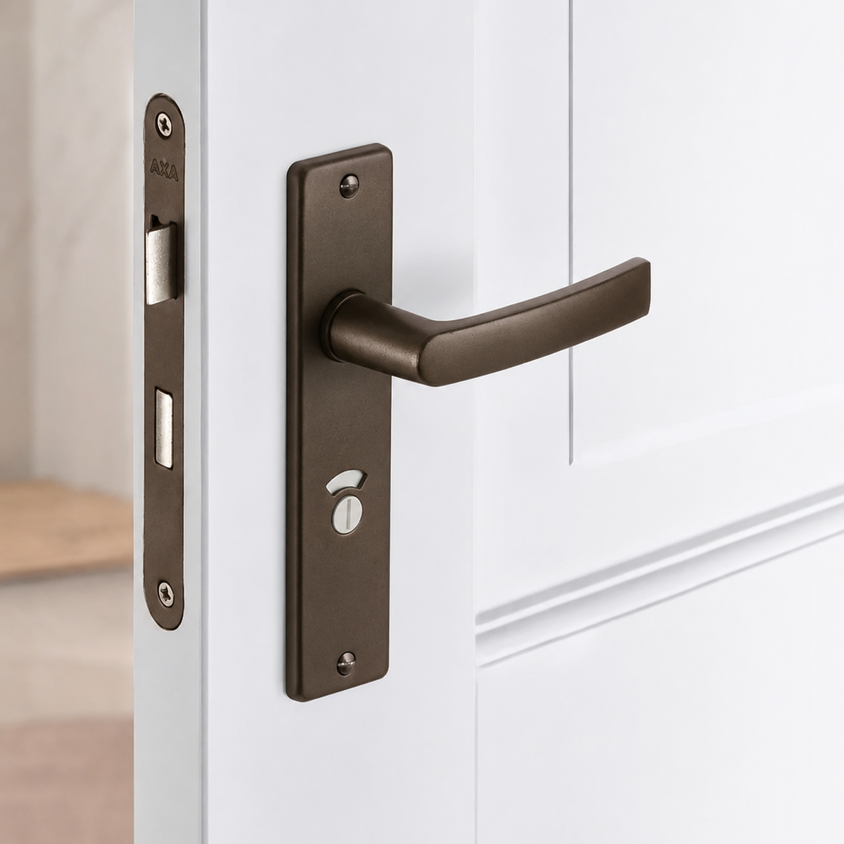 Deurkrukken Edge kruk Blok toilet 63-8 Brons – detailweergave
