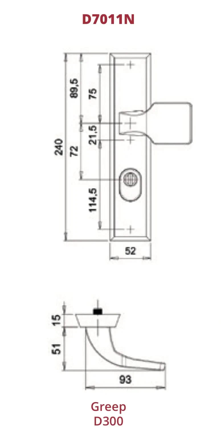 Dieckmann Alpha D7011N mat zwart maattekening