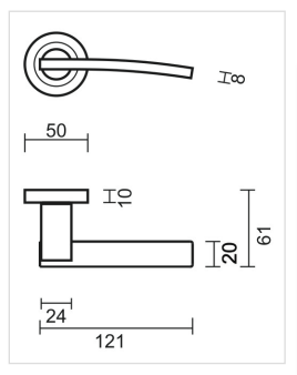 HDD Pro deurkruk Mirca messing gelakt op rozet detail