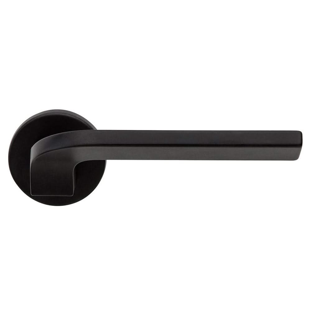 DND deurkruk Joy RR VIS zwart vooraanzicht op rond rozet