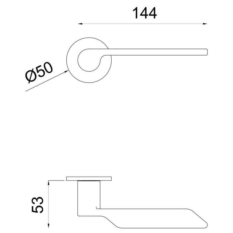 DND Levante deurkruk Gun Metal PVD op rond rozet - detail