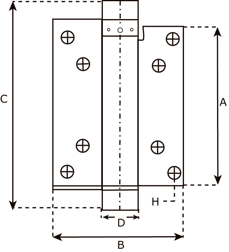 Dulimex IBFM bommerscharnier 75 zilvergrijs gelakt technische tekening met maatvoering