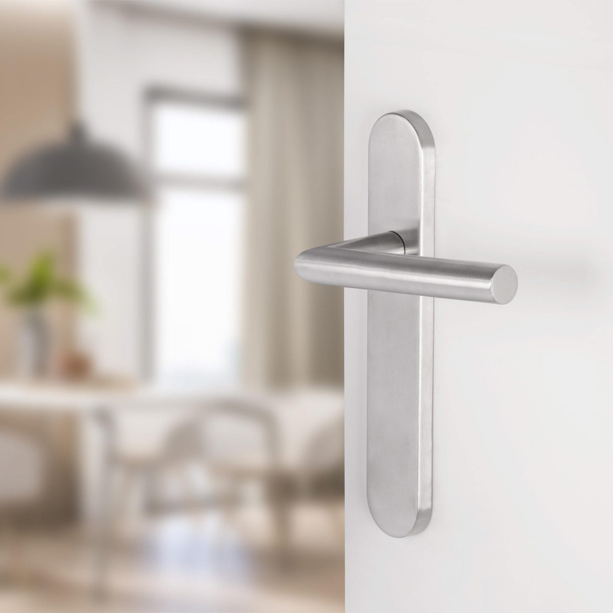 Differnz Amsterdam deurkruk ovaal schild blind mat chroom – detail