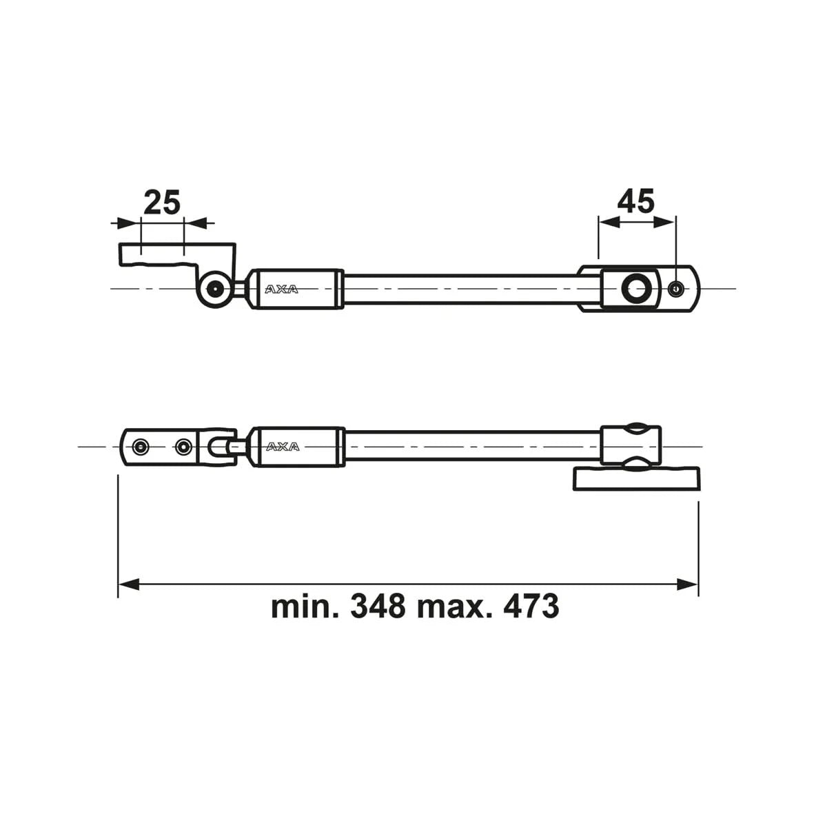 AXA Tele-uitzetter 30cm RVS detail scharnier