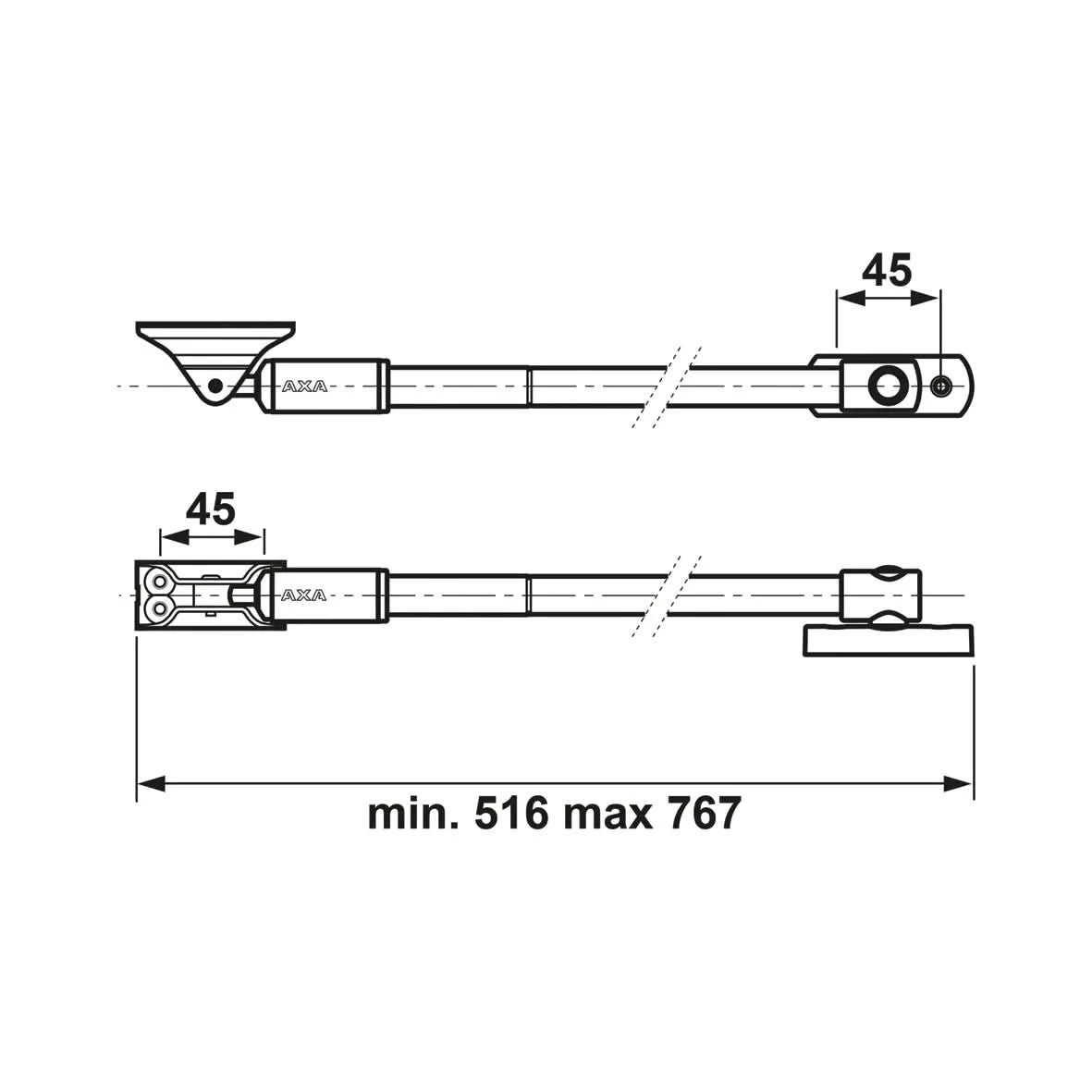AXA Tele-uitzetter 50cm buitendraaiend wit detail