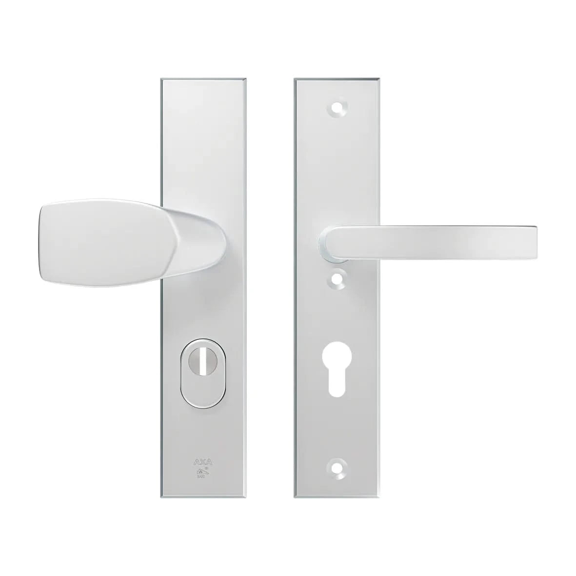 AXA Edge Plus veiligheidsbeslag kruk Wing+blok PC72 aluminium naturel – vooraanzicht
