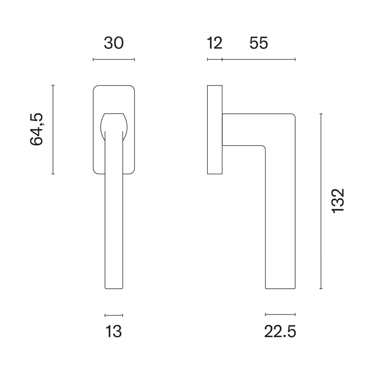 STILE raamkruk Eura Q – technische tekening met afmetingen