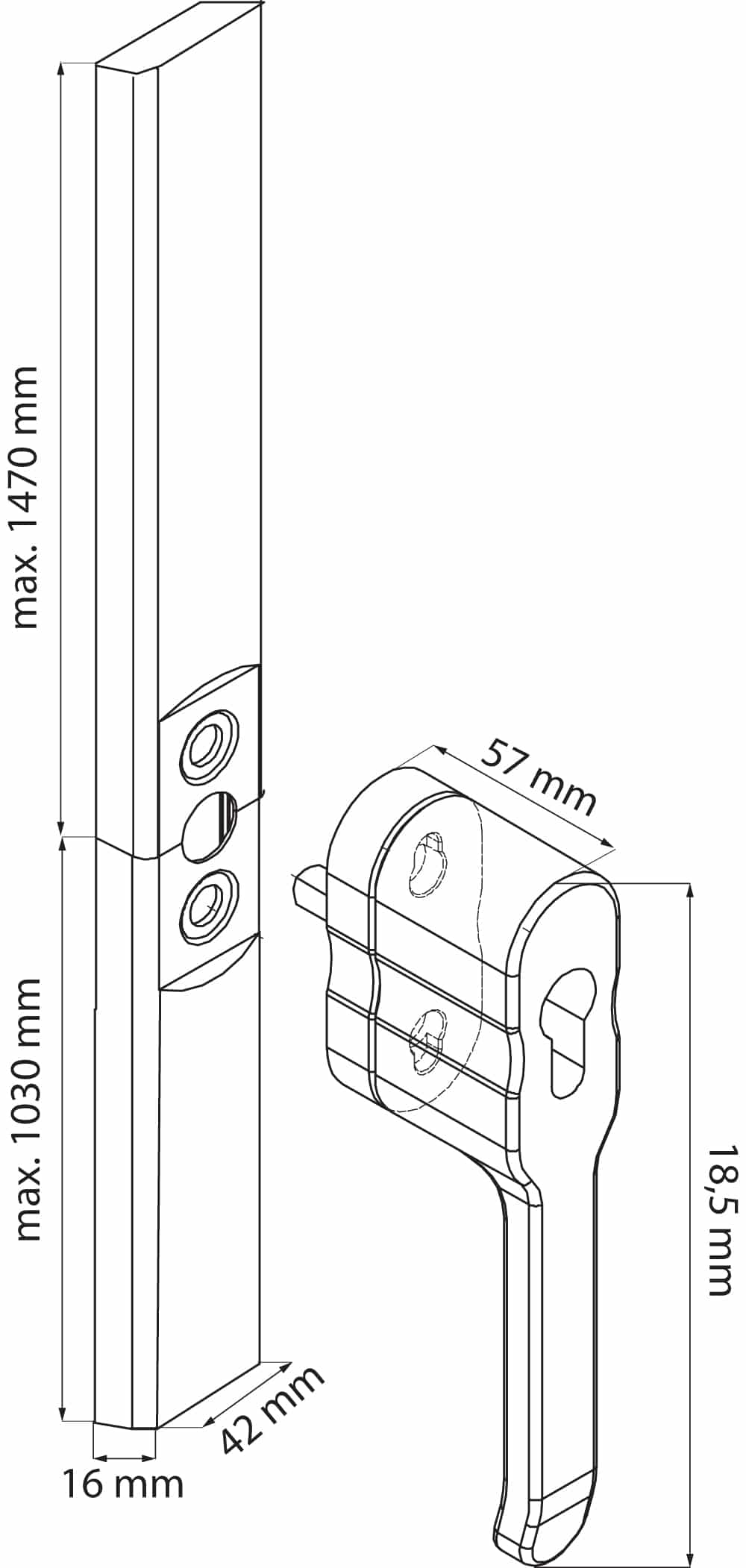 Dulimex DX espagnoletsluiting SKG montagetekening