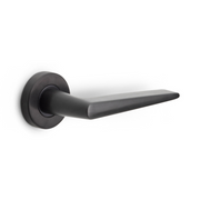 Formani deurkruk BASIC LB21H op ronde rozet in PVD gunmetal - vooraanzicht