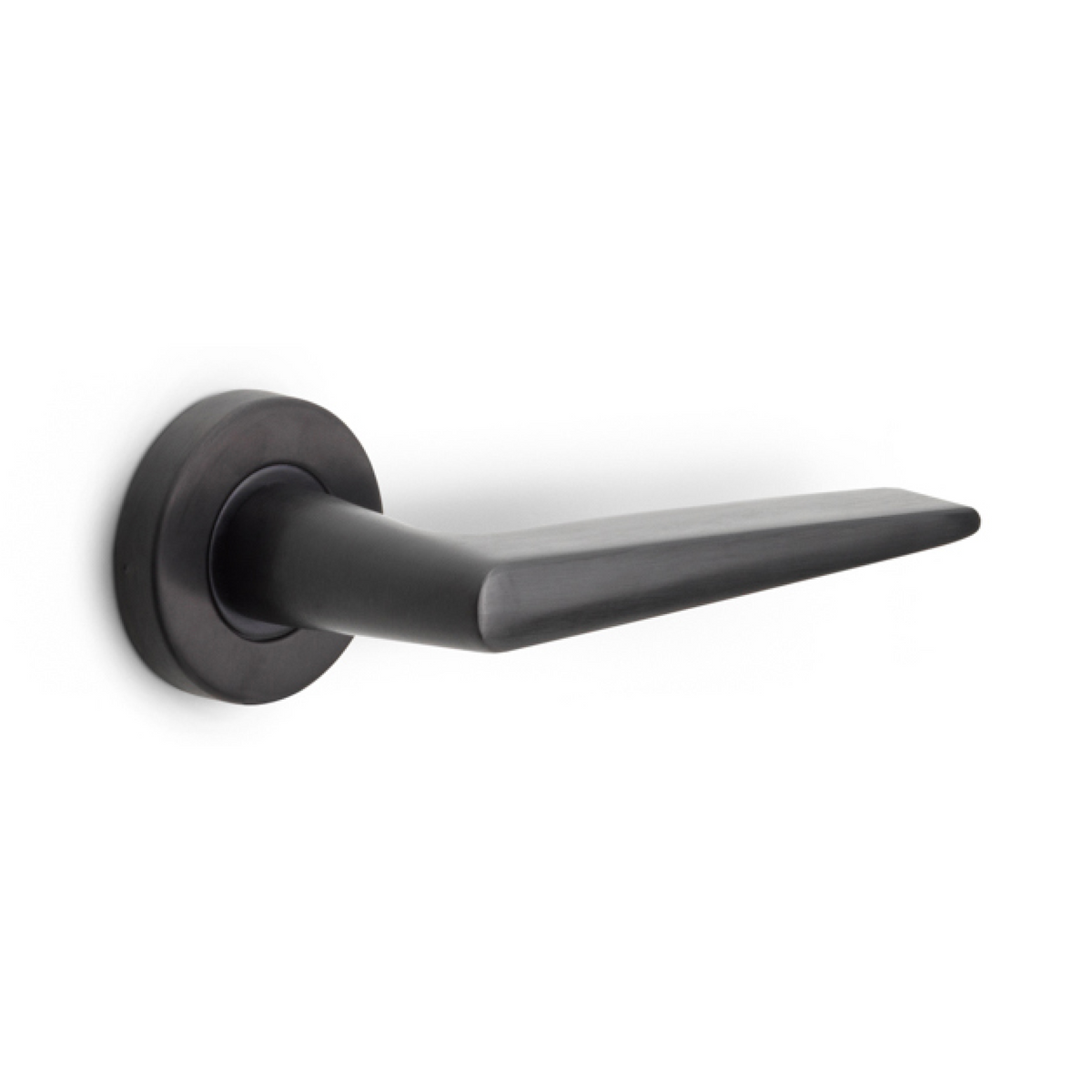 Formani deurkruk BASIC LB21H op ronde rozet in PVD gunmetal - vooraanzicht