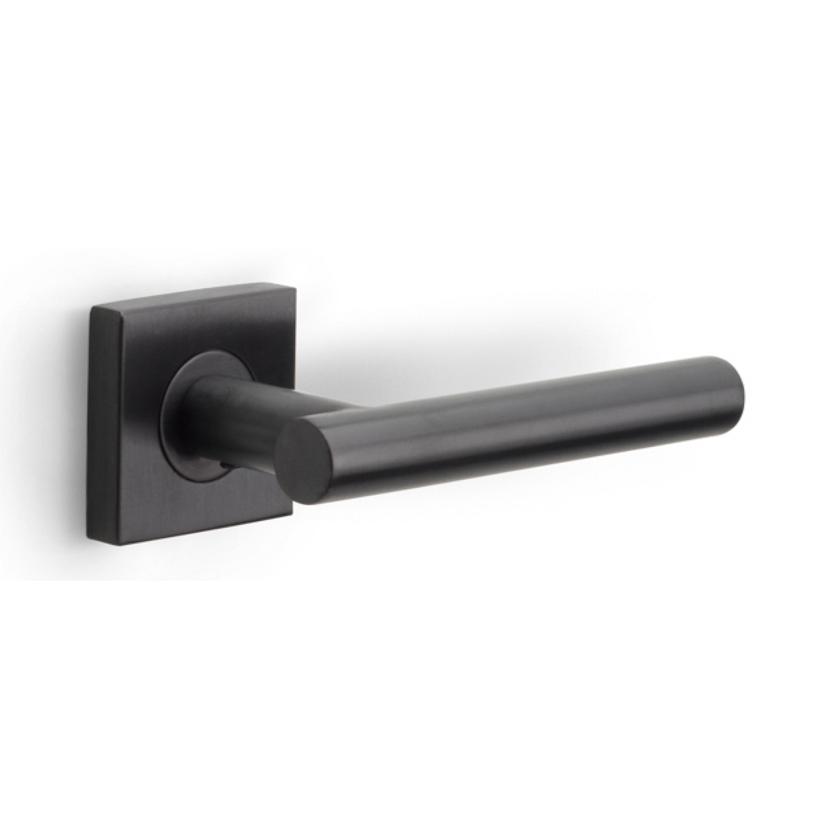 FORMANI deurkruk BASIC LB7-19BSQR53 op vierkant rozet in PVD gunmetal – vooraanzicht