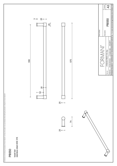 FORMANI ONE PB550 handdoekstang enkel mat zwart – detail