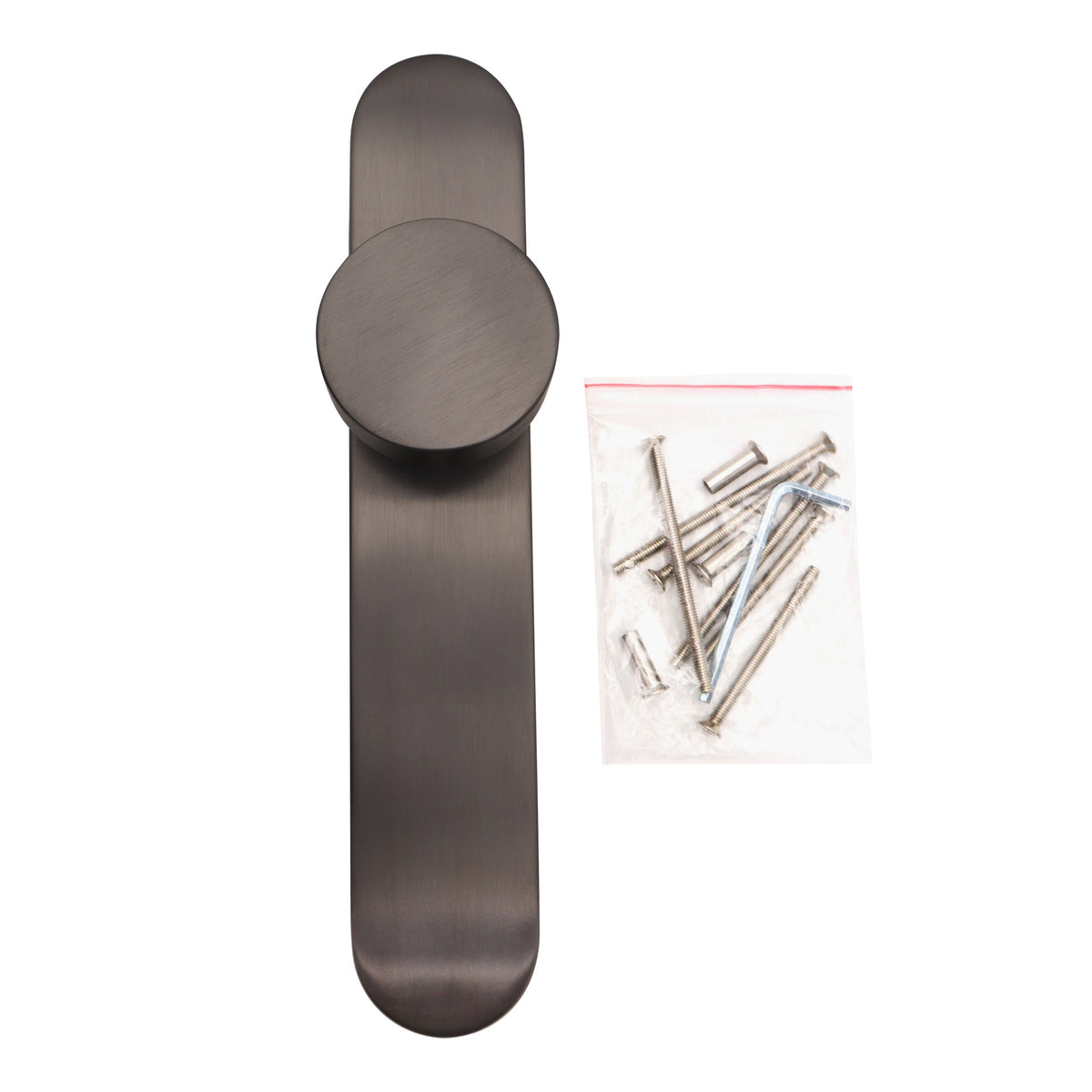 Griff Meister deurknop Gunmetal op ovaal schild Blind – detailweergave
