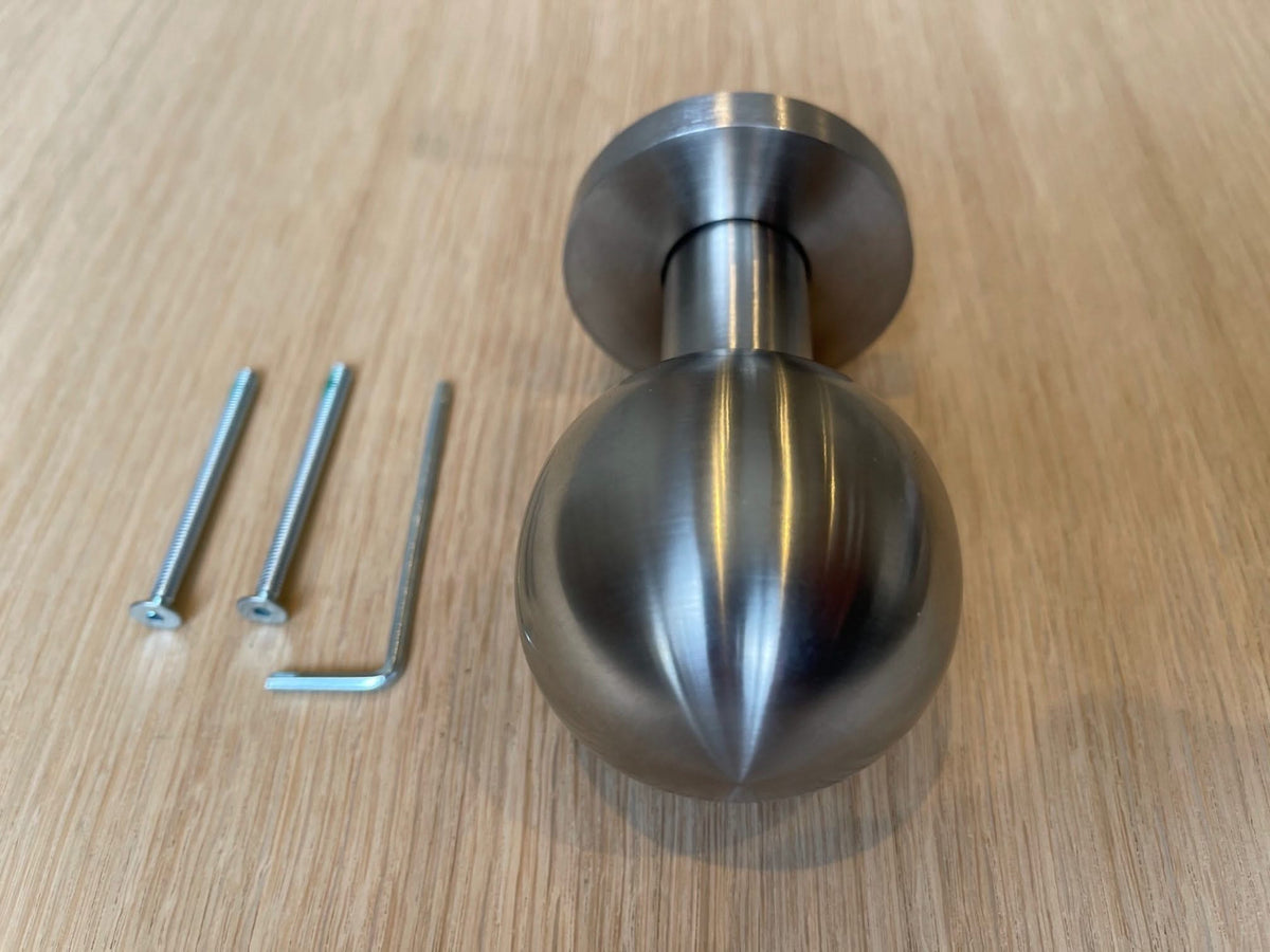 Hafi Private Line deurknop model 285 bolle knop RVS geborsteld – vooraanzicht