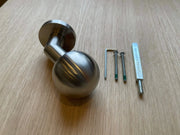 Hafi Private Line deurknop model 286 bolle verkropte knop RVS geborsteld – vooraanzicht