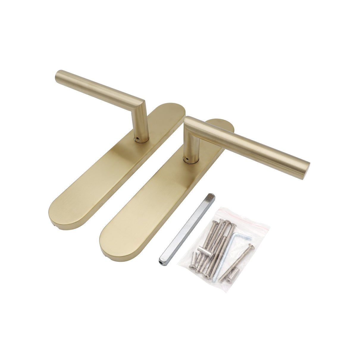 Griff Meister deurkruk Cornisa Champagne PVD op ovaal schild Blind – detailweergave