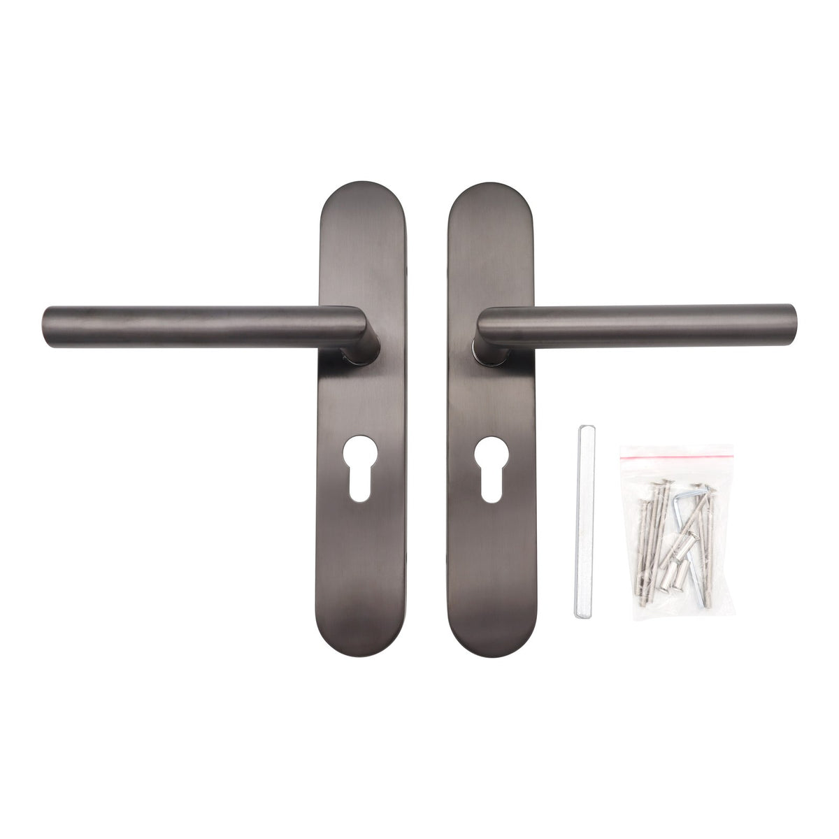 Griff Meister deurkruk Cornisa Gunmetal op ovaal schild PC55