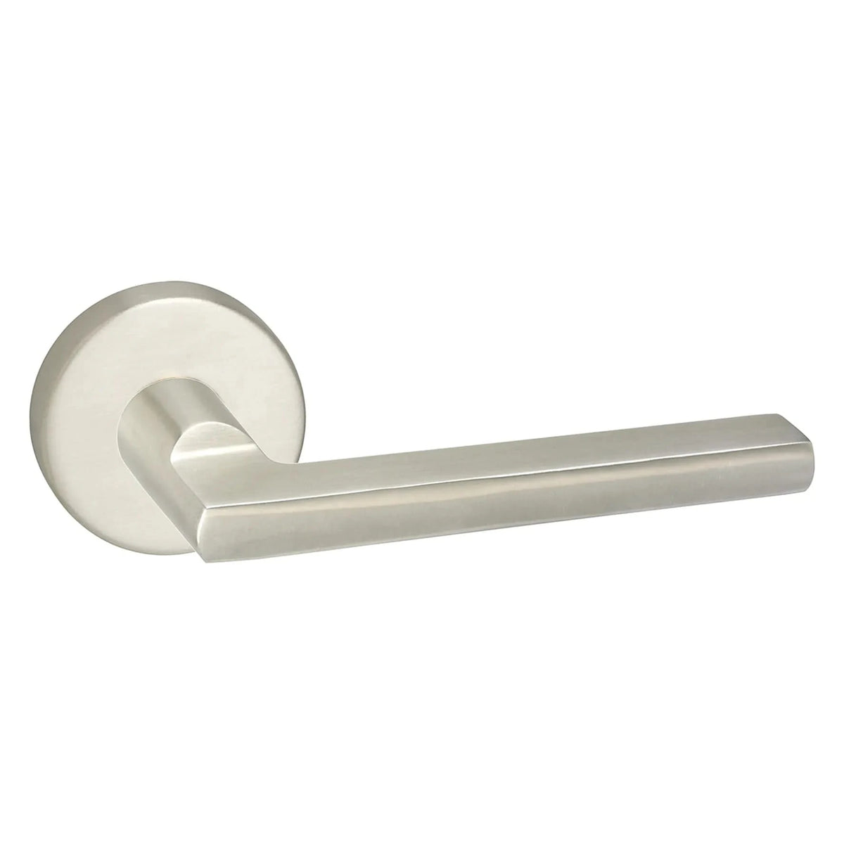 Impresso deurkruk Kirby RVS geborsteld op rond rozet – vooraanzicht
